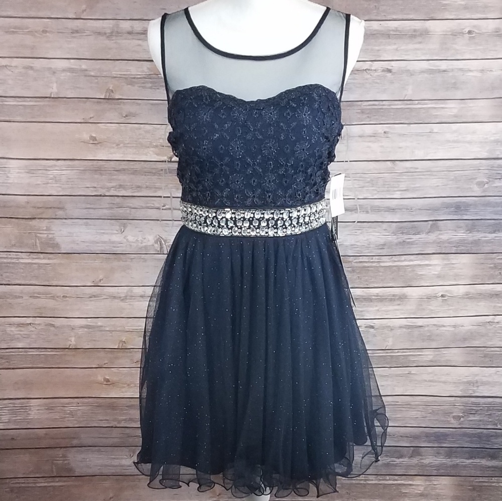 My Michelle Royal Blue Sparkly Mesh Prom Dress - Picture 1 of 5